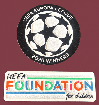 2026 Aston Villa EUROPA LEAGUE WINNERS Official Player Issue Size Football Badge Patch Set