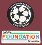 2026 Aston Villa EUROPA LEAGUE WINNERS Official Player Issue Size Football Badge Patch Set