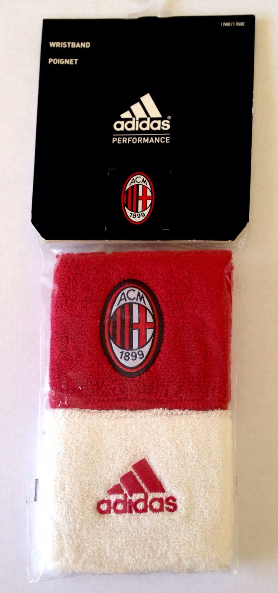 ADIDAS M60124 AC Milan Football Soccer WRISTBAND Supporters Set NEW
