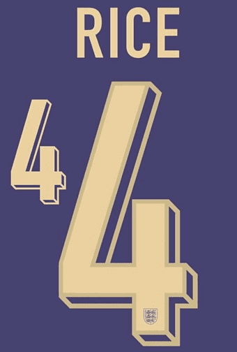 England EURO 2024 Away Shirt 2024-25 RICE#4 Nike PS-Pro SportingiD Name Number Set