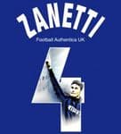 Inter Milan Home Shirt ZANETTI#4 Gallery Fan Style Football Name Number Set