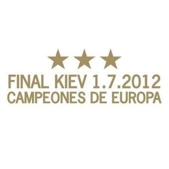 Spain EURO 2012 FINAL CHAMPIONS Match Transfer Details 3 STAR CAMPEONES Chest Logo Print