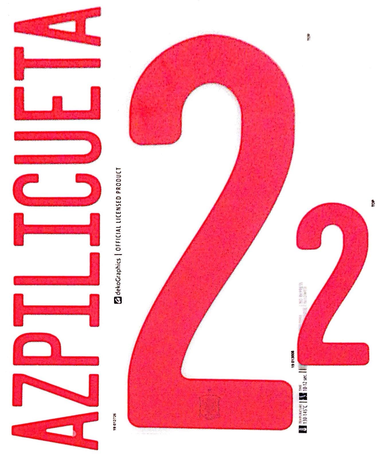 Spain EURO 2021 Away Shirt 2020-21 AZPILICUETA#2 Adidas Dekographics  Football Name Number Set