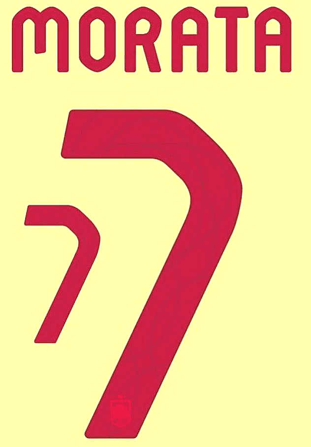 Spain EURO 2024 Away Shirt 2024-25 MORATA#7 Official Player Issue Size Name  Number Set