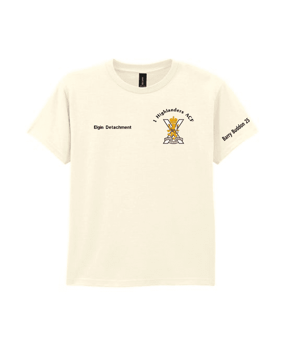 1 HLDRS ADULTS OFF-WHITE T-SHIRT WITH EMBROIDERED LOGOS - BARRY BUDDON 25 - 4XL