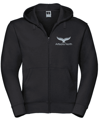 ARTISANS NORTH UNISEX ZIPPED HOODIE WITH EMBROIDERED LOGO