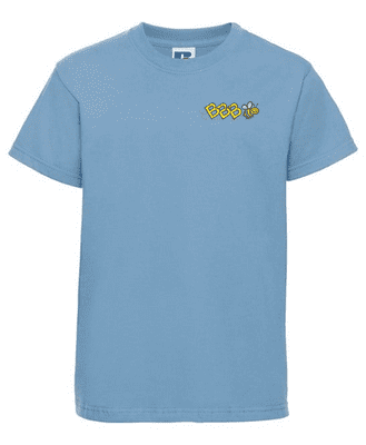 BOWER BUSY BEES SKY BLUE T- SHIRT WITH LEFT BREAST EMBROIDERY