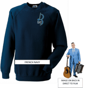 Brandon McPhee Adults Sweatshirt with Left Breast Note Logo & Accordion & Guitar DTF on Back