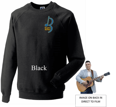 Brandon McPhee Adults Sweatshirt with Left Breast Note Logo & Guitar DTF on Back