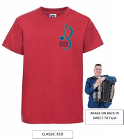 Brandon McPhee Adults T-Shirt with Left Breast Note Logo 3XL OR 4XL & Accordion DTF