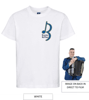 Brandon McPhee Adults T-Shirt with Left Breast Note Logo 3XL OR 4XL & Accordion DTF