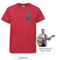 Brandon McPhee Adults T-Shirt with Left Breast Note Logo 3XL OR 4XL & Guitar DTF