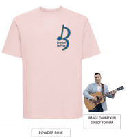 Brandon McPhee Adults T-Shirt with Left Breast Note Logo & Guitar DTF On Back