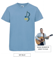 Brandon McPhee Adults T-Shirt with Left Breast Note Logo & Guitar DTF On Back
