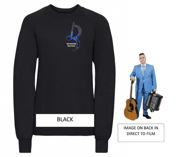 Brandon McPhee Kids Sweatshirt with Left Breast Note Logo & Accordion & Guitar DTF on Back