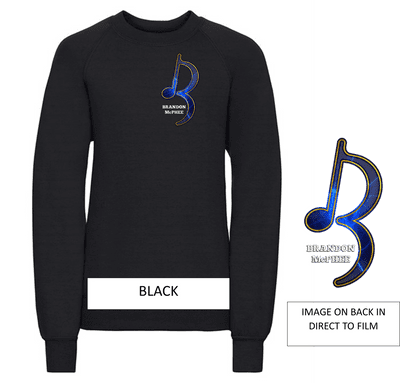 Brandon McPhee Kids Sweatshirt with Left Breast Note Logo & Note DTF on Back