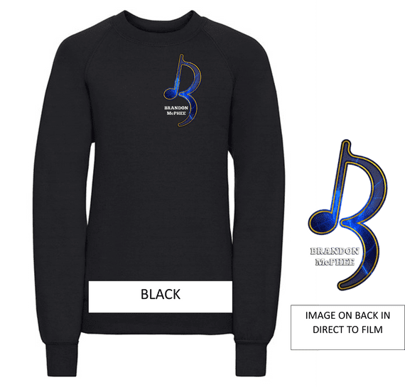 Brandon McPhee Kids Sweatshirt with Left Breast Note Logo & Note DTF on Back