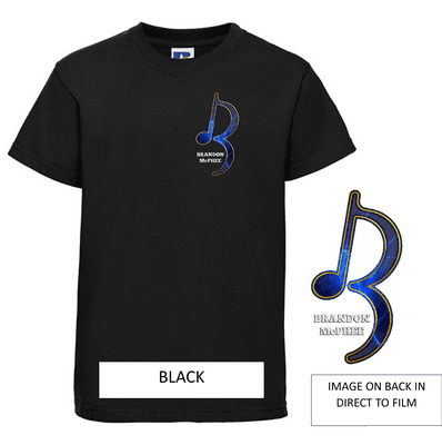 Brandon McPhee Kids T-Shirt with Left Breast Note Logo & Note DTF on Back