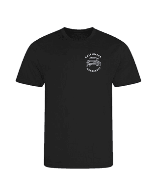 CAITHNESS AUTOCROSS BLACK COOL T-SHIRT WITH EMBROIDERED LOGO