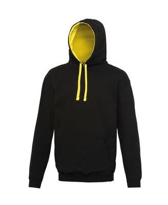 CAITHNESS CAR CLUB ADULT CONTRAST HOODIE JET BLACK/SUN YELLOW WITH EMBROIDERED LOGO