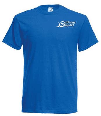 CAITHNESS DIPPERS AZURE BLUE T-SHIRT WITH LOGO