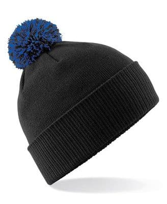 CAITHNESS DIPPERS BLACK/ROYAL BLUE BPOM-POM EANIE HAT WITH BLUE LOGO