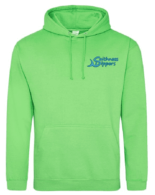CAITHNESS DIPPERS LIME GREEN PULLOVER HOODIE WITH LOGO