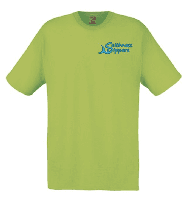 CAITHNESS DIPPERS LIME GREEN T-SHIRT WITH LOGO