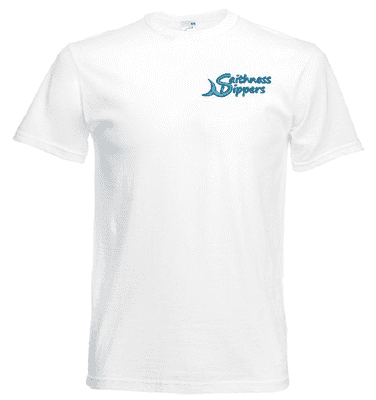 CAITHNESS DIPPERS WHITE T-SHIRT WITH LOGO
