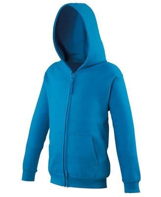 Caithness Junior Badminton Kids Sapphire Blue Zipped Hoodie with Left Breast and Back Heat Seals
