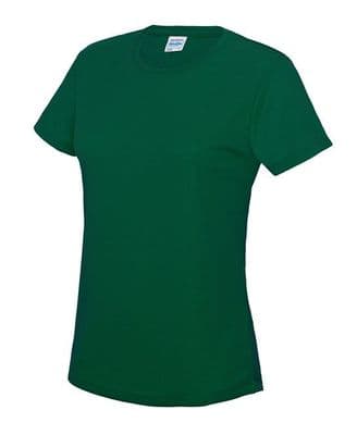 CAITHNESS WOMEN'S RFC WOMENS FITTED BOTTLE GREEN COOL T-SHIRT WITH HEAT SEALED LOGO