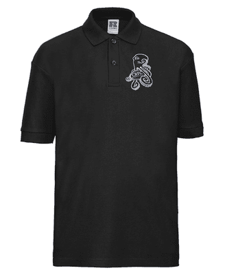 CAITHNESS WOMEN'S RUGBY FOOTBALL CLUB KIDS POLO SHIRT WITH EMBROIDERED LOGO.