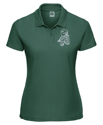 CAITHNESS WOMEN'S RUGBY FOOTBALL CLUB WOMEN'S BOTTLE GREEN POLO SHIRT WITH EMBROIDERED LOGO