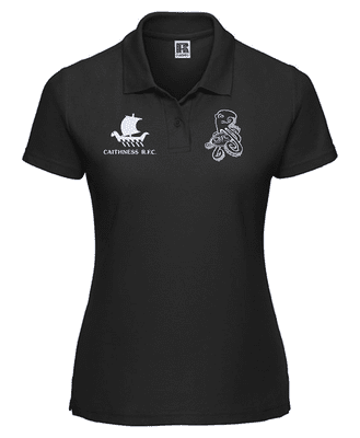 CAITHNESS WOMEN'S RUGBY FOOTBALL CLUB WOMEN'S FITTED POLO SHIRT WITH 2 EMBROIDERED LOGOS