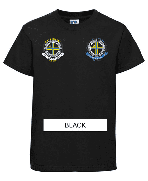CAITHNESS YOUTH PIPE BAND ADULTS T-SHIRT 3XL OR 4XL WITH LEFT BREAST EMBROIDERY