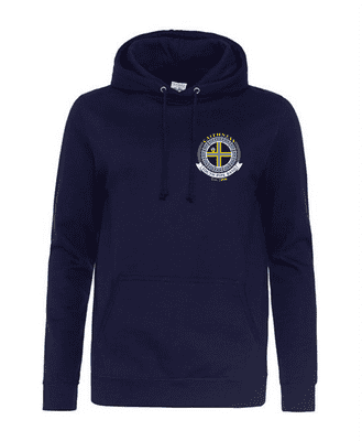 CAITHNESS YOUTH PIPE BAND UNIFORM WOMENS FITTED HOODIE OXFORD NAVY WITH LBE