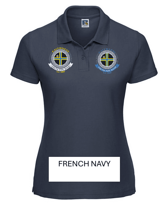 CAITHNESS YOUTH PIPE BAND WOMENS POLO SHIRT WITH LEFT BREAST EMBROIDERY
