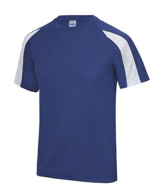 DUNNET BADMINTON ROYAL BLUE/ARTIC WHITE KIDS COOL CONTRAST T-SHIRT WITH HEAT SEALS