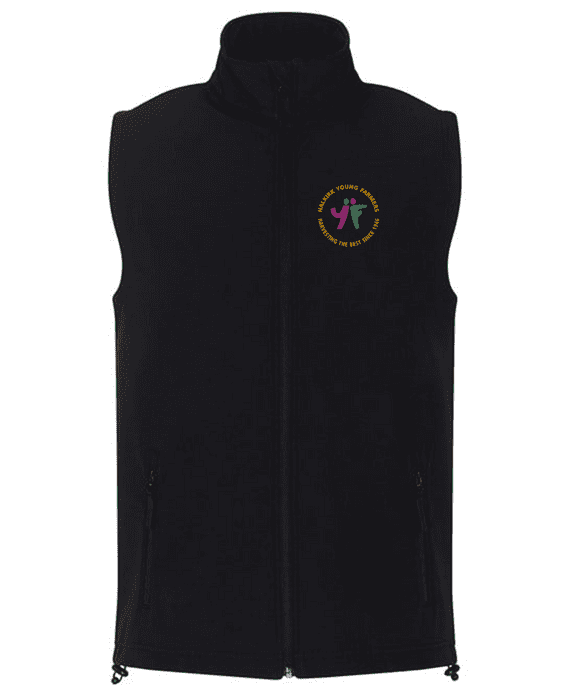 HALKIRK YOUNG FARMERS 2 LAYER SOFT SHELL GILET WITH LEFT BREAST EMBROIDERY