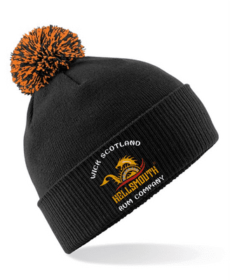 Hellsmouth Rum Company Black/Orange Pom Pom Hat with Embroidered Logo