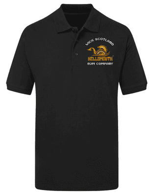 Hellsmouth Rum Company Black Polo Shirt with Left Breast & Neck Embroidery