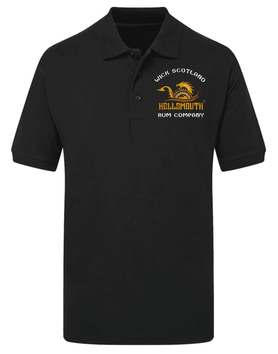 Hellsmouth Rum Company Black Polo Shirt with Left Breast & Neck Embroidery