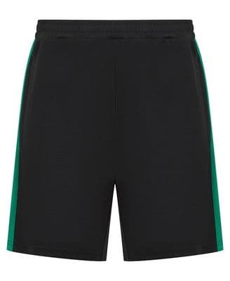 KEISS PRIMARY SCHOOL BLACK/EMERALD SHORTS WITH ZIP POCKET AND LEFT LEG EMBROIDERY