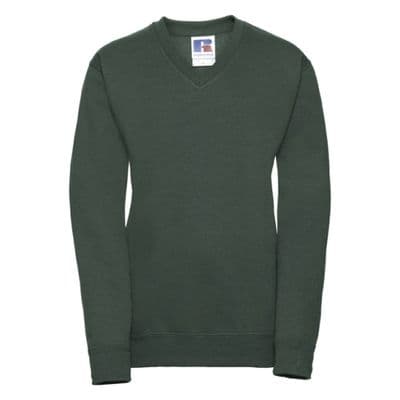 KEISS PRIMARY SCHOOL BOTTLE GREEN V-NECK SWEATSHIRT WITH LOGO