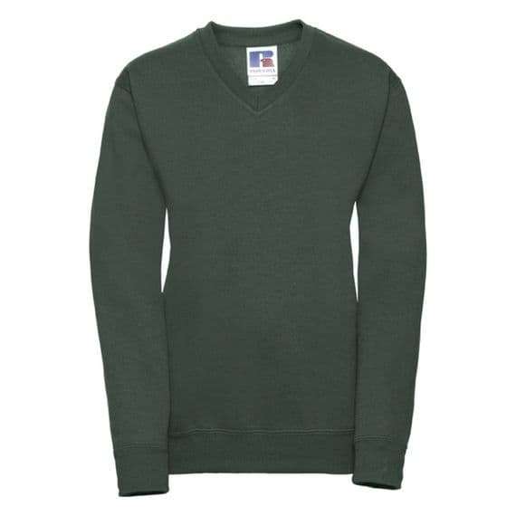 KEISS PRIMARY SCHOOL BOTTLE GREEN V-NECK SWEATSHIRT WITH LOGO