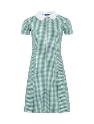 KEISS PRIMARY SCHOOL GREEN GINGHAM DRESS WITH EMBROIDERED LOGO