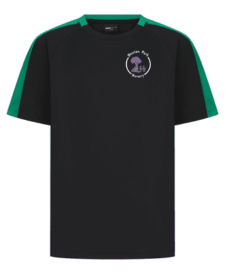 Newton Park Nursery Black/Emerald T-Shirt with left breast embroidery