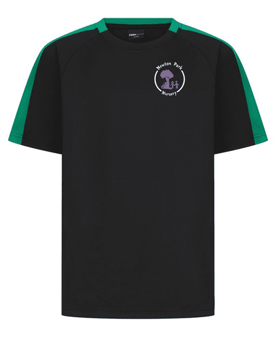 Newton Park Nursery Black/Emerald T-Shirt with left breast embroidery