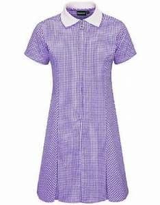 NEWTON PARK NURSERY SCHOOL PURPLE GINGHAM DRESS WITH EMBROIDERED LOGO