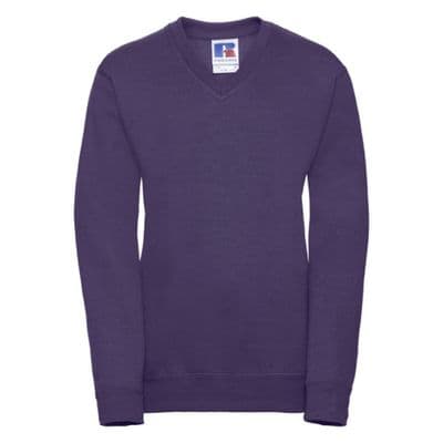 NEWTON PARK NURSERY SCHOOL PURPLE V-NECK SWEATSHIRT WITH LOGO
